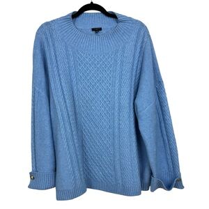 Talbots Cable Knit Button Cuff blue Sweater Size 3X